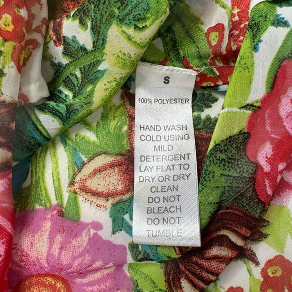 ALBERTO MAKALI English Rose Garden Sheer Button Up Blouse Size Small Womens - Picture 7 of 10